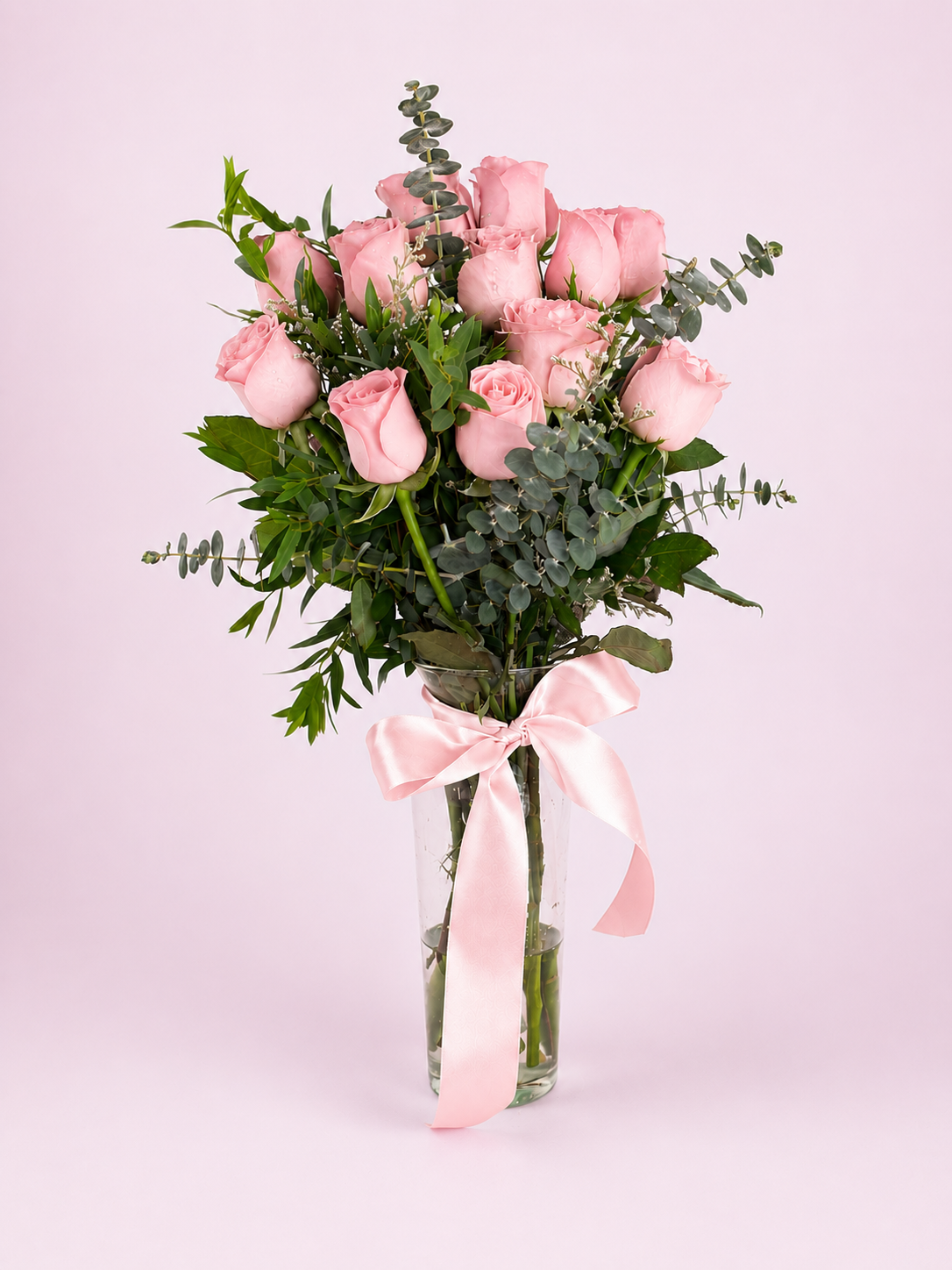 12 Rosas Rositas en Florero